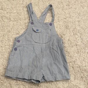 Yellow bird Striped 100% Cotton Blue Kids Overalls Size 3T
